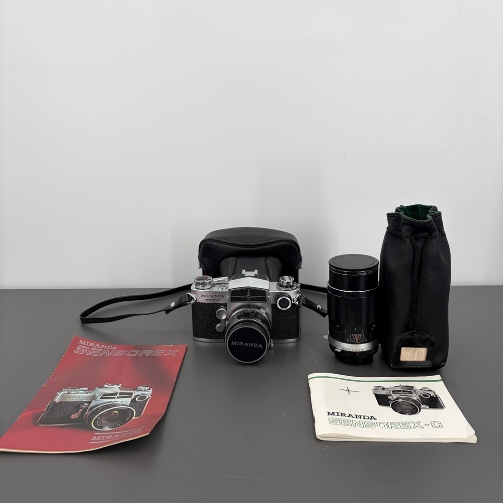 Miranda Sensorex 35mm SLR Film Camera w/ 2 Mirinda Lenses Manuels & Leather Case